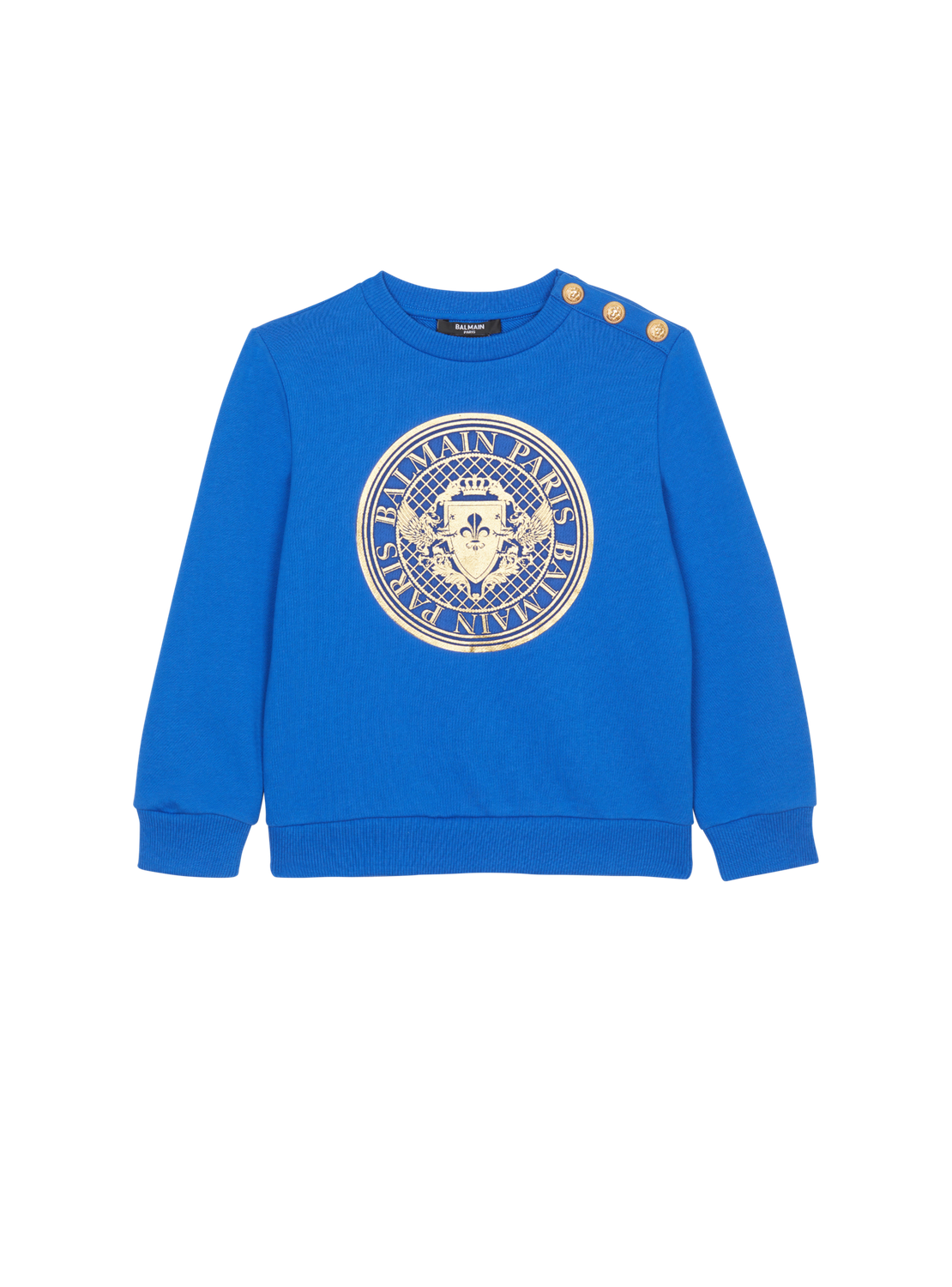 Balmain Medallion Logo Kids Sweatshirt, Color: Blue, Size: 6y