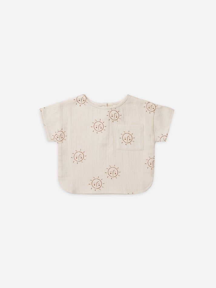 Quincy Mae Woven Boxy Set, Color: Apricot, Size: 0/3m