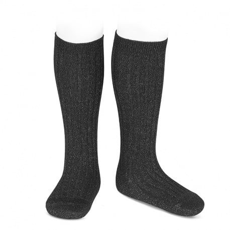 Bright rib knee socks, Color: Black 900, Size: 4