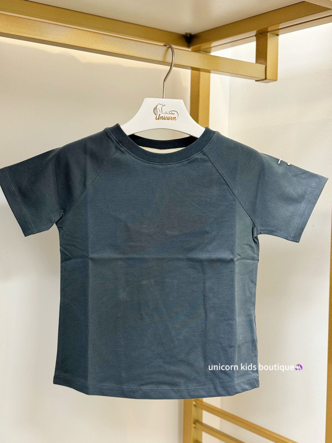 Gray Label Crewneck Tee, Color: Blue Grey, Size: 3/4y