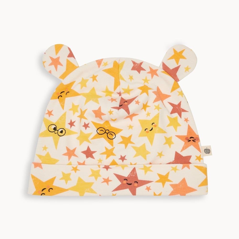 Baby Beanie Hat with Ears, Color: Star, Size: 0/6