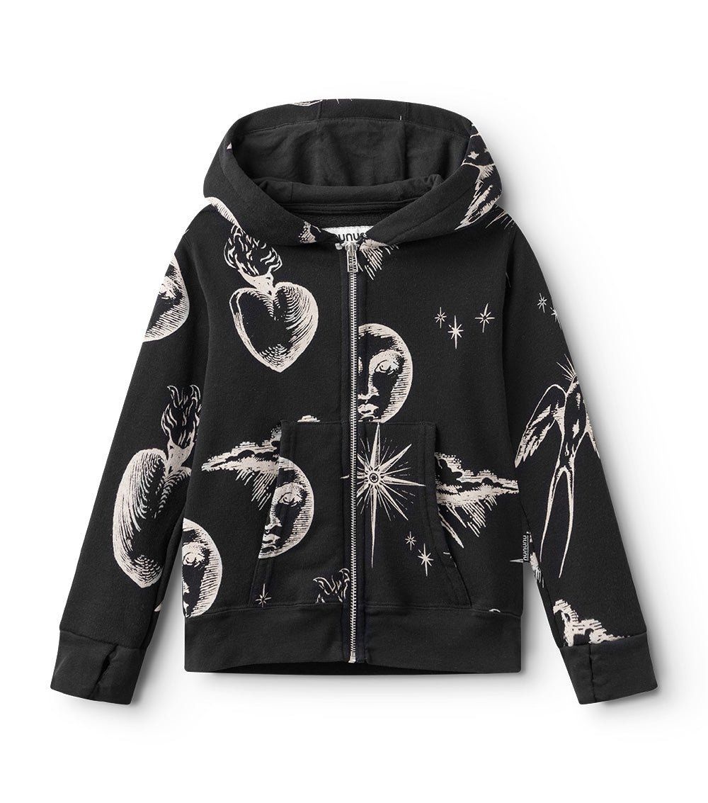 ALL INKED ZIP HOODIE, Color: Black, Size: 4/5