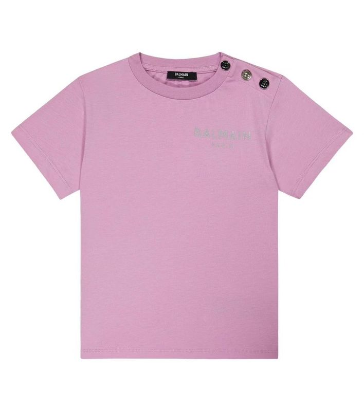 Balmain Logo Kids T-Shirty with Buttons, Color: Lilac, Size: 6Y