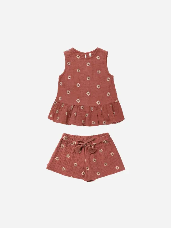 RYLEE &amp; CRU CARRIE SET, Color: EMBROIDERED DAISY, Size: 4/5