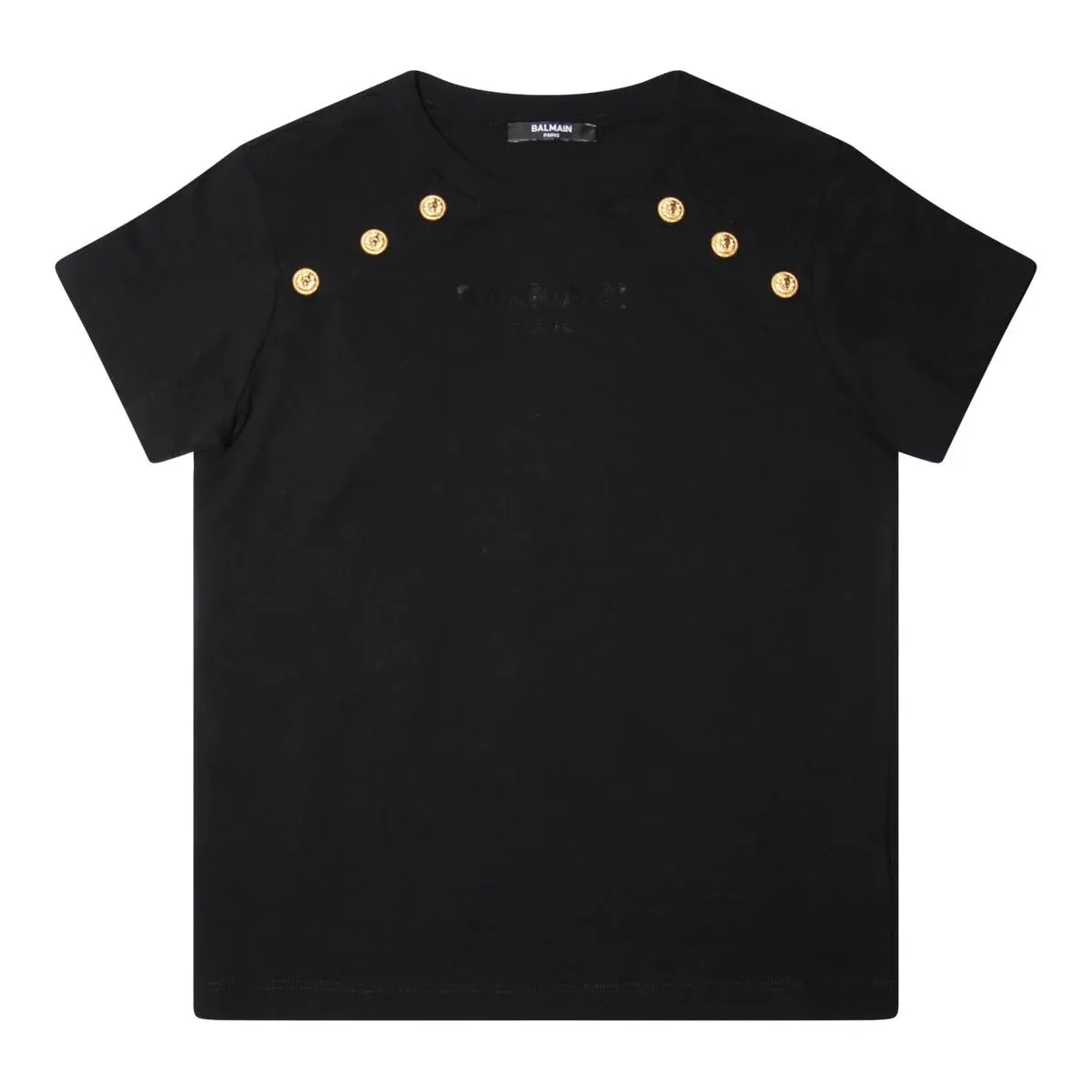  Balmain Teens Gold Buttons T-Shirt , Color: Black, Size: 12y