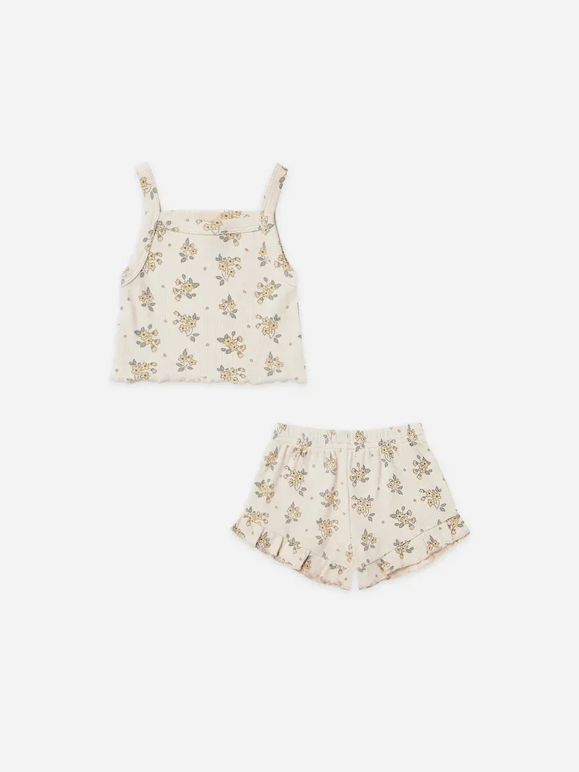 Quincy Mae Evie Tank and Shotie Set, Color: Natural, Size: 0/3m