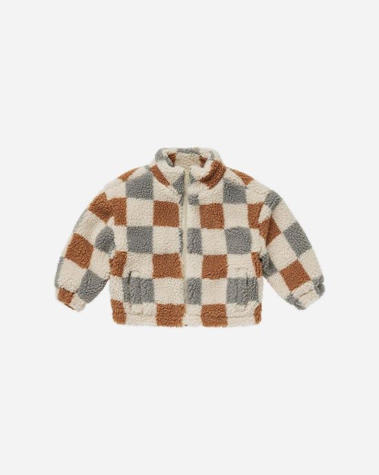Rylee + Cru Coco Jacket , Color: Shearling check, Size: 2-3Y