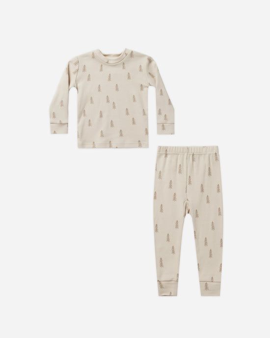 Rylee + Cru Organic Pajama Set , Color: trees, Size: 2-3Y