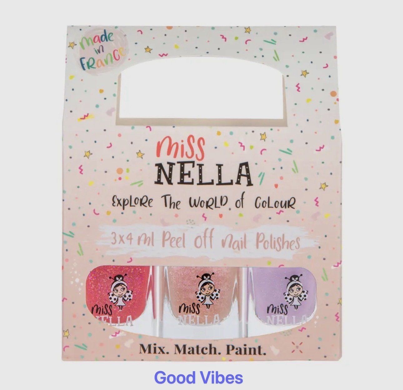 Miss Nella Pack of 3 nail Polishes, Color: Good Vibes, Size: OS