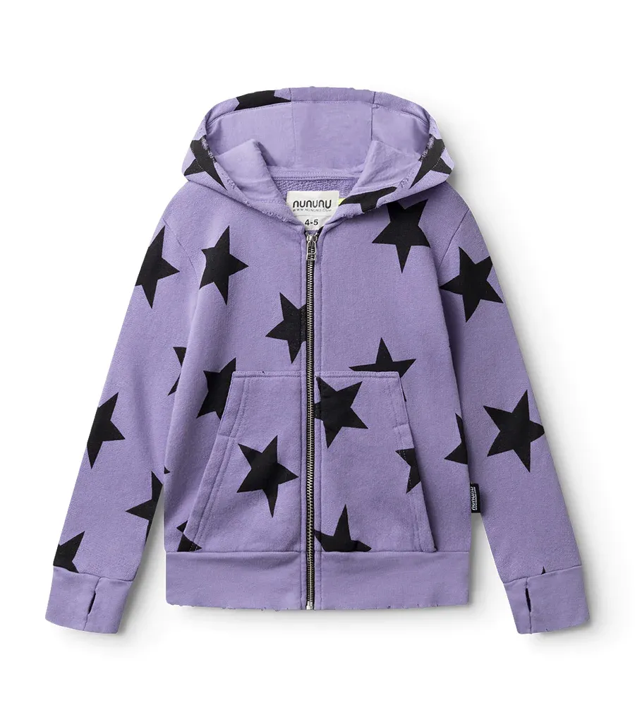 NUNUNU Light Star Zip Hoodie, Color: Mauve Mist, Size: 6/7Y