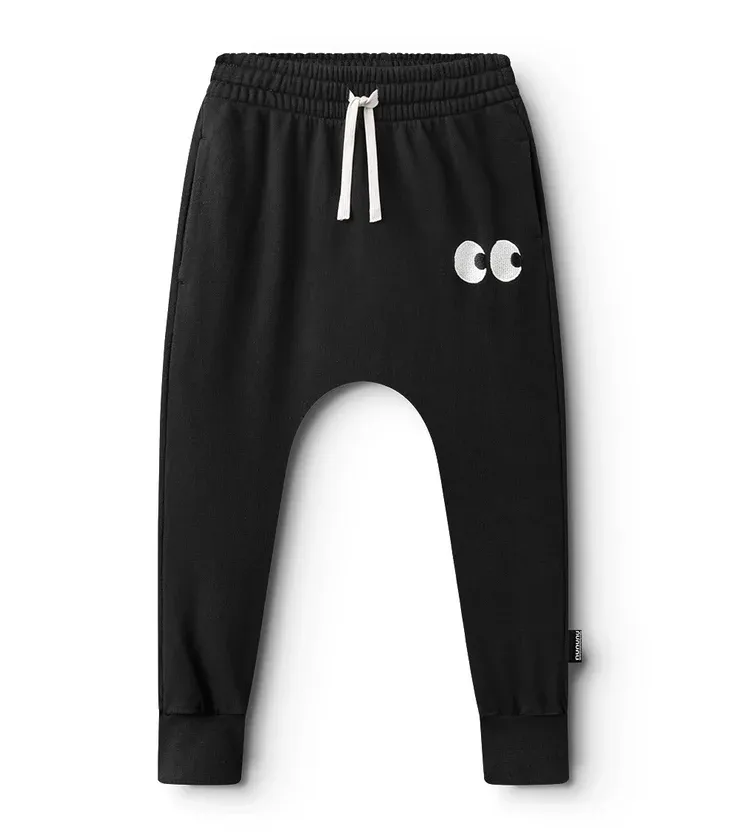 Nununu Side Eye Baggy Pants, Color: Black, Size: 4/5Y