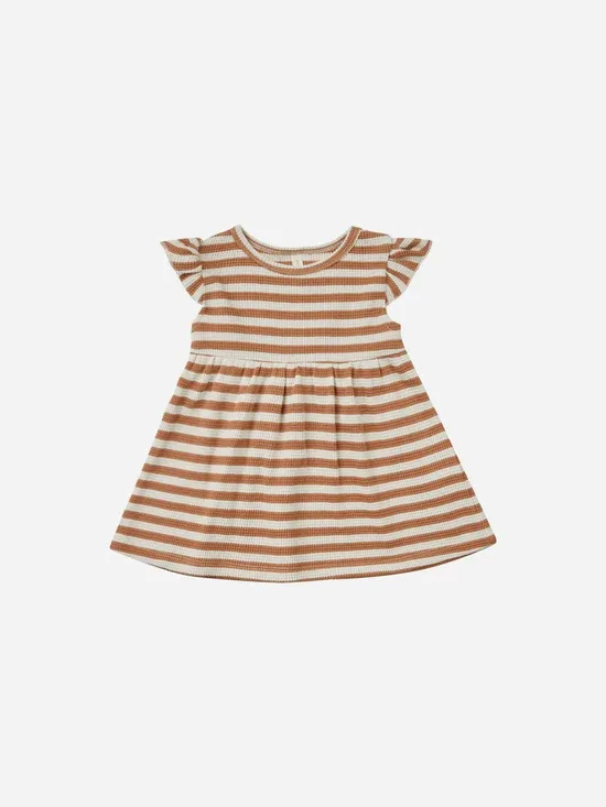 Quincy Mae Flutter Sleeve Dress, Color: Clay Stripe, Size: 6/12m