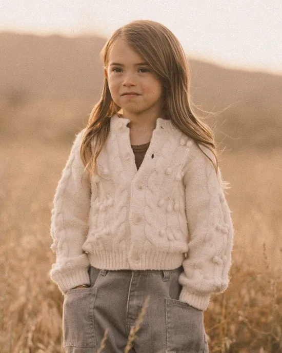 Rylee + Cru Bobble Cardigan , Color: Shell, Size: 4/5Y