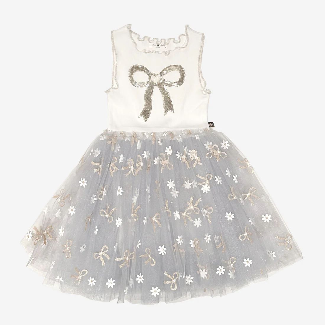 Petite Hailey Gold Bow Tutu Dress