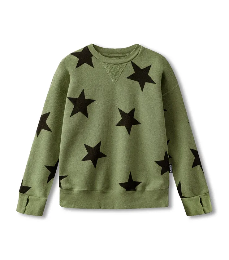 Nununu Star Sweatshirt, Color: OLIVE, Size: 6/7