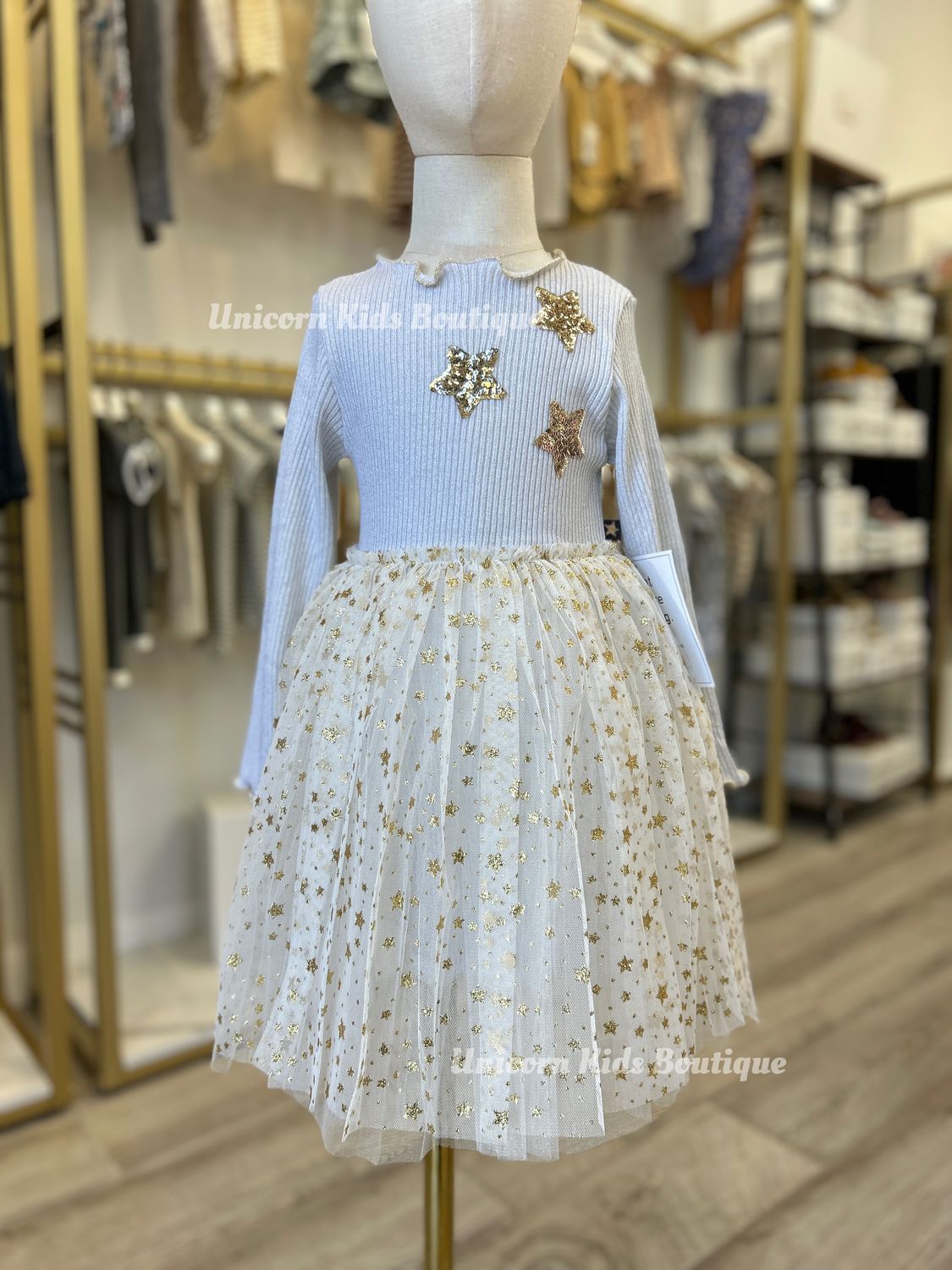 Petite Hailey Glitter Three Star Tutu Dress