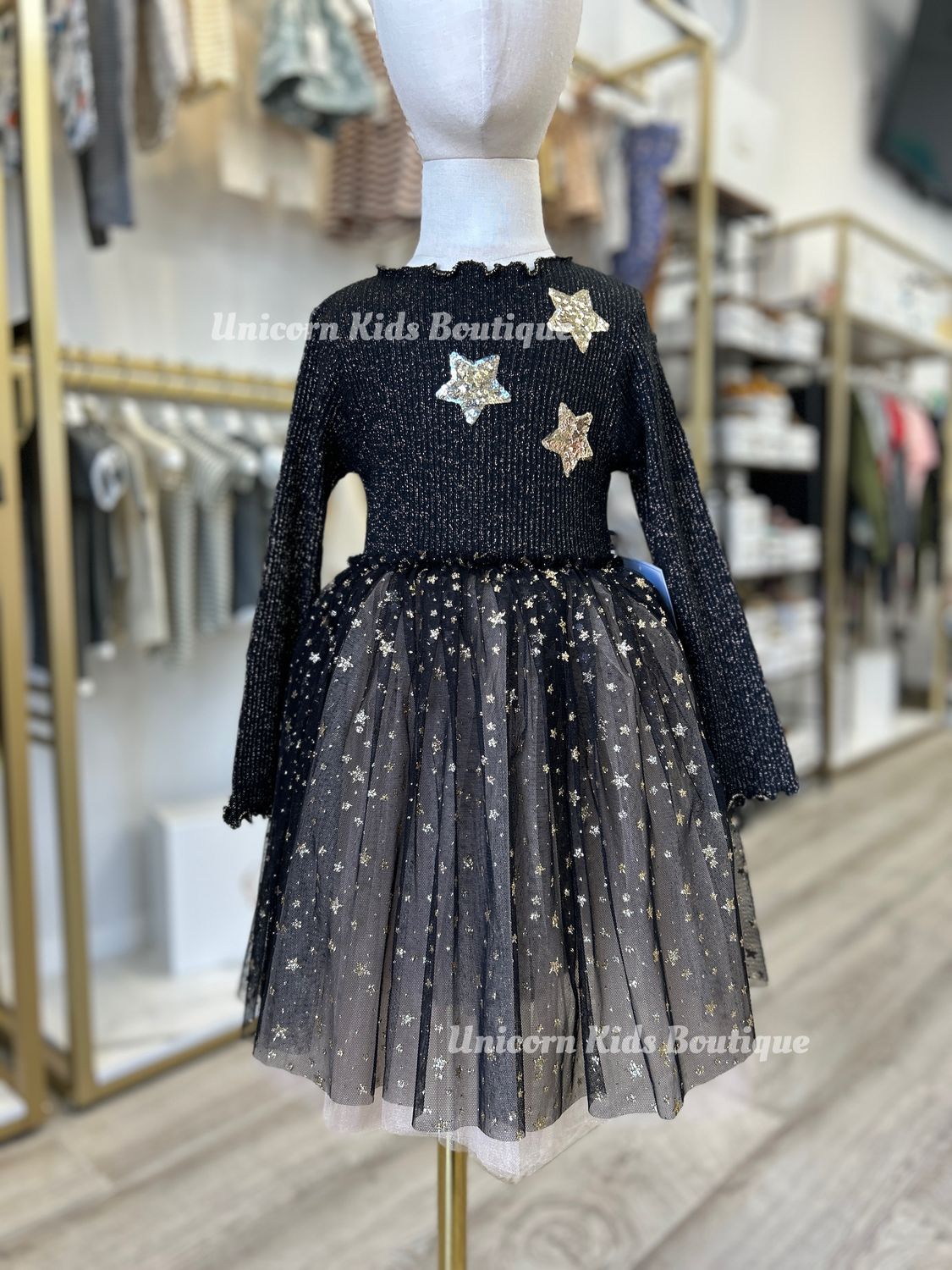 Petite Hailey Glitter Three Star Tutu Dress