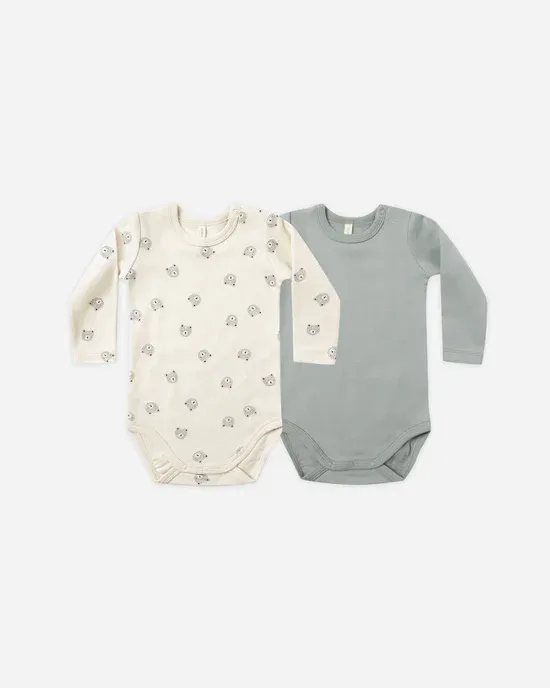 Quincy Mae Jersey Bodysuit 2 pack, Size: 6/12m, Color: Bears/Steel Blue