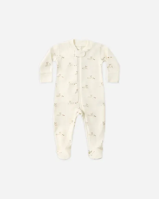 QM Zip Long Sleeve SleeperFootie, Color: Bunnies, Size: 6/12m