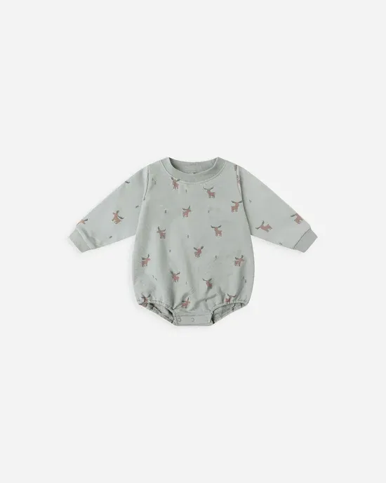 Crewneck Bubble Romper, Size: 12/18m, Color: Moose