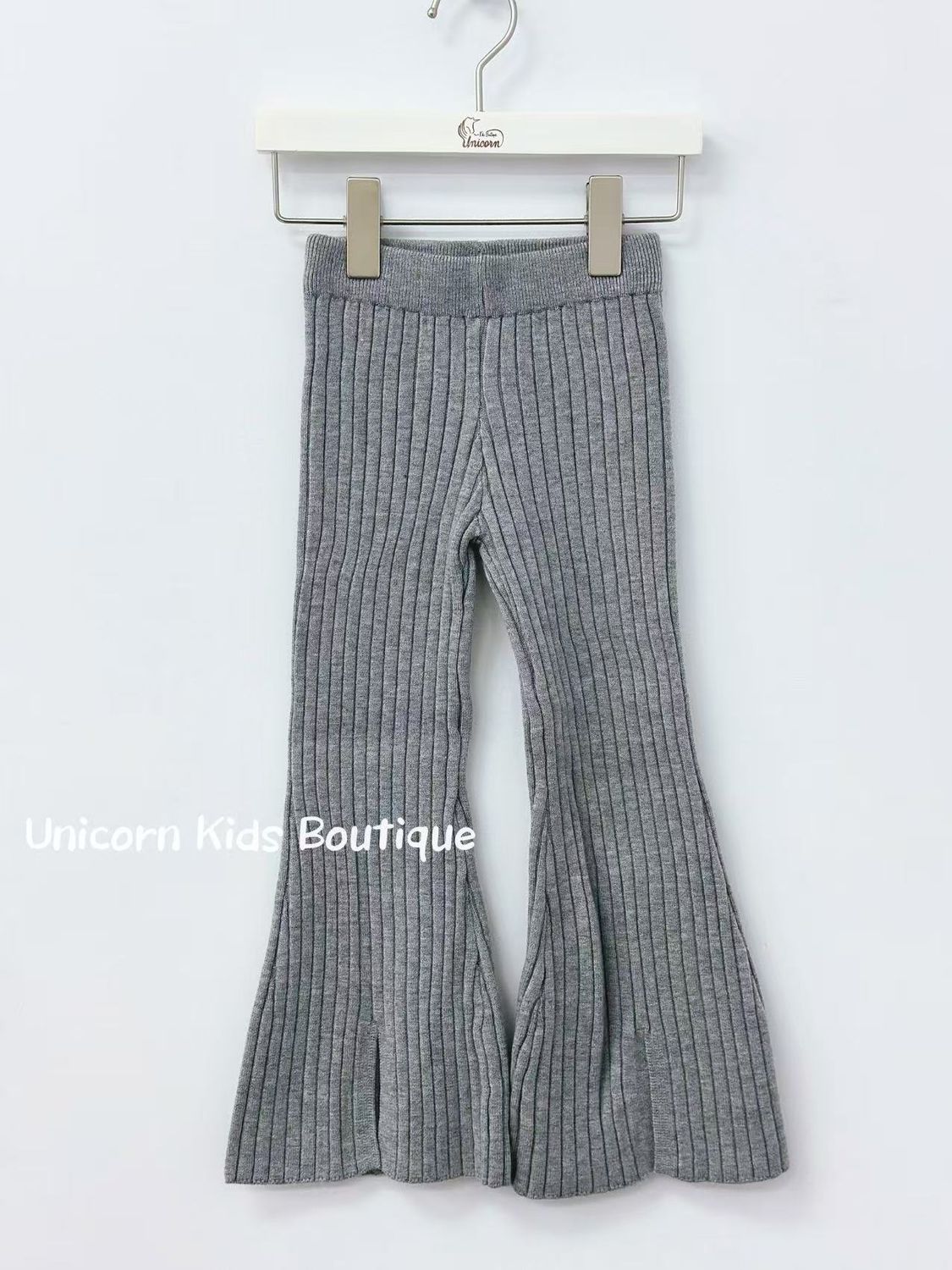 Rylee Cru Flare Knit Pant, Color: Grey, Size: 4/5Y