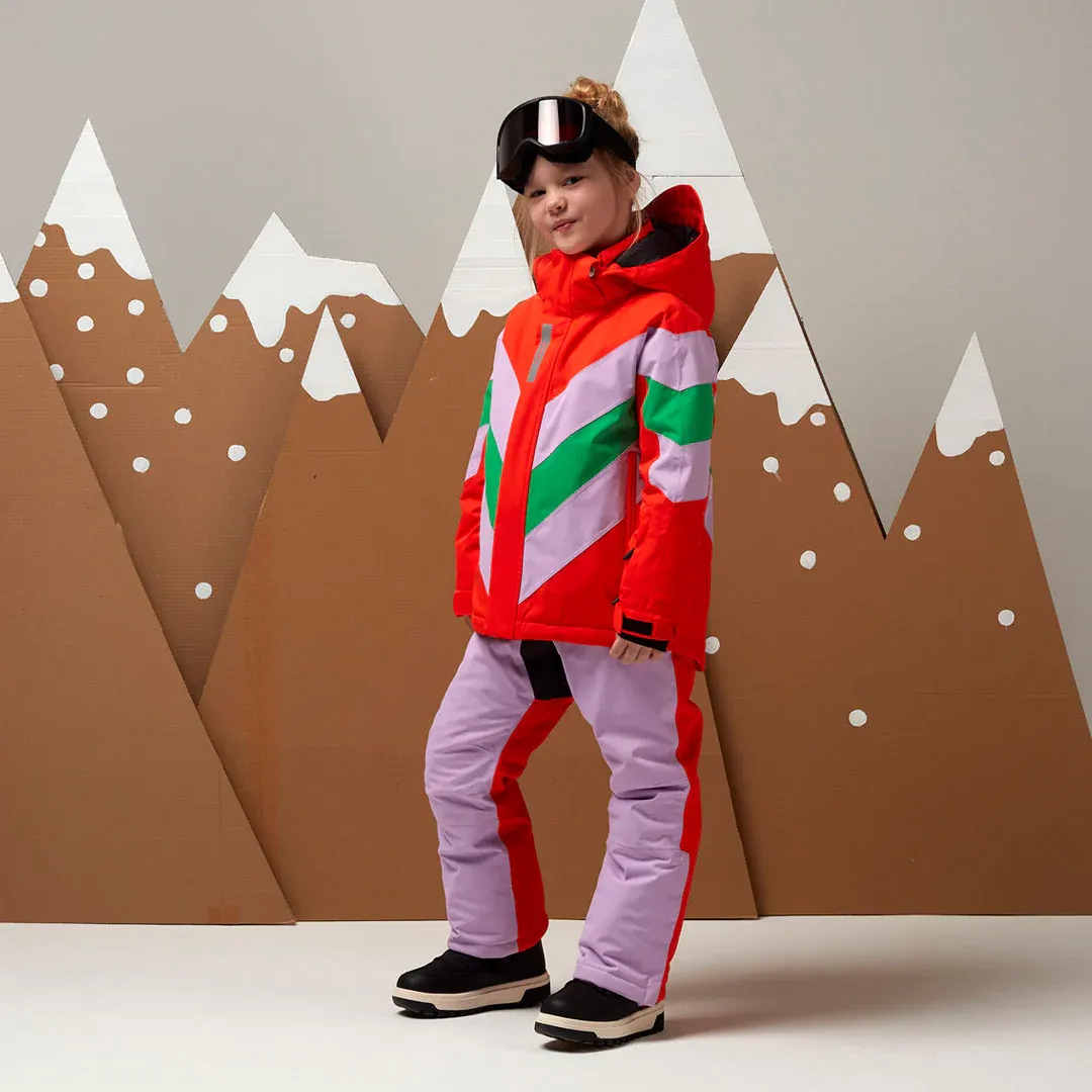 GOSOAKY SNOW SET, Color: Red Multi Purple, Size: 7/8Y (122/128)