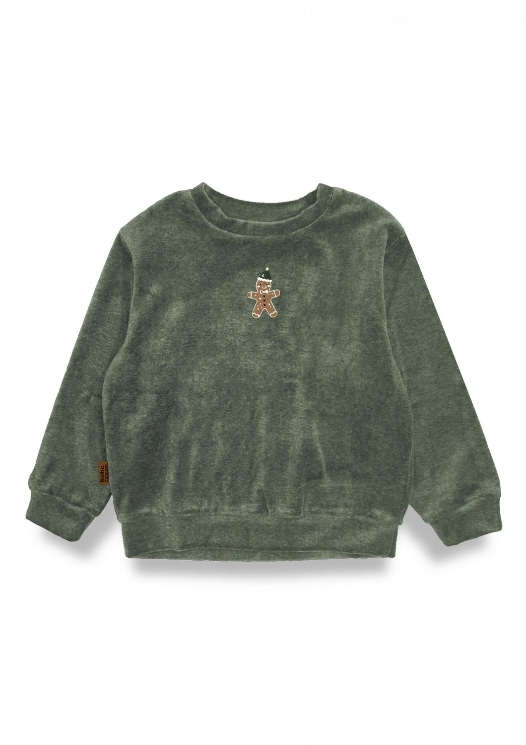 Hebe Sweater, Color: Green Velvet with Gingerman, Size: 2/4Y(98/104)