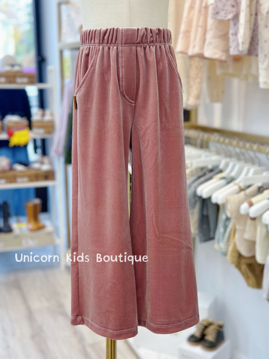 Hebe Velvet Pants, Color: Pink, Size: 2/4Y(98/104)