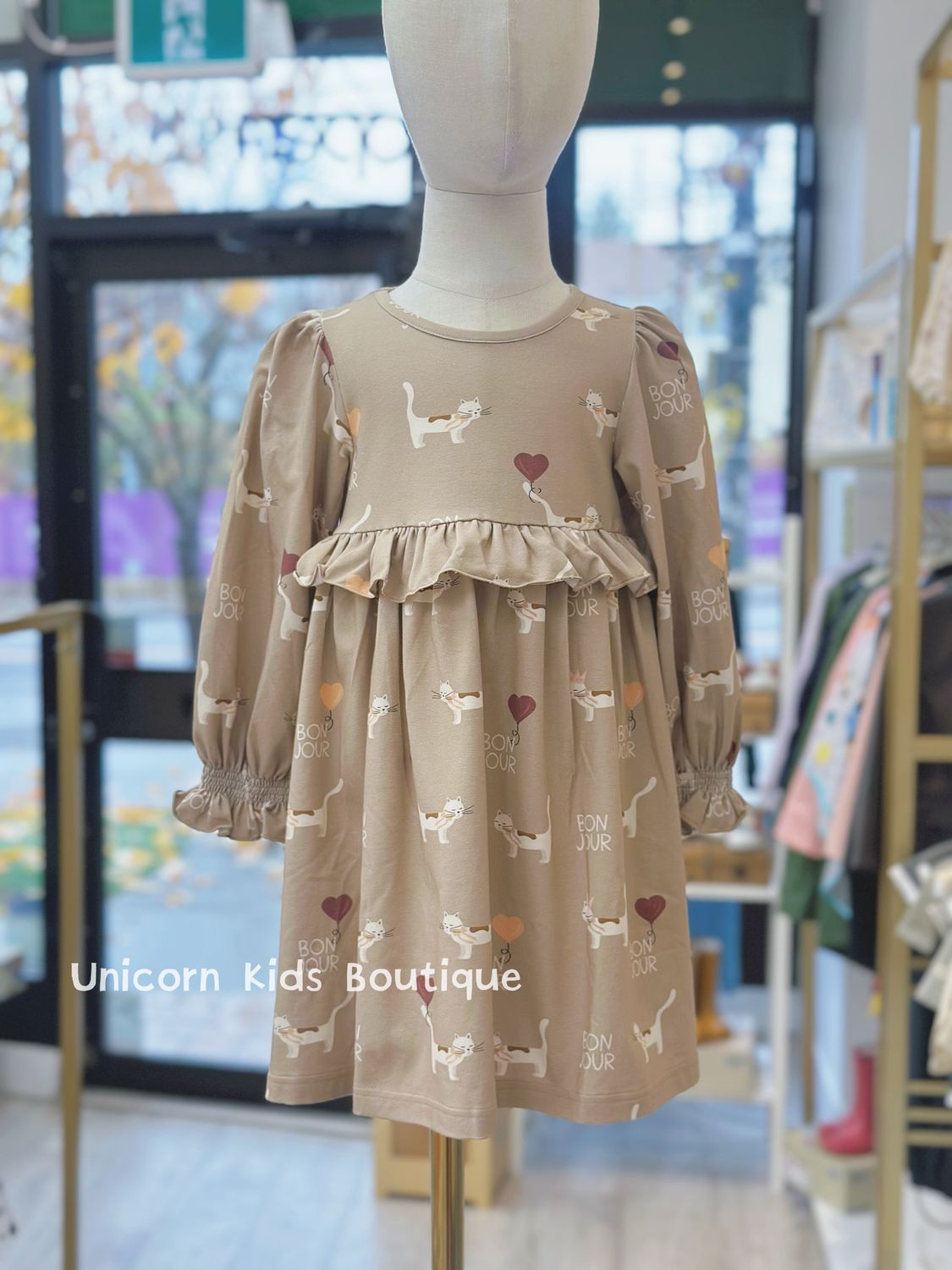 Hebe Dress, Color: with all-over cat print, Size: 2/4Y(98/104)