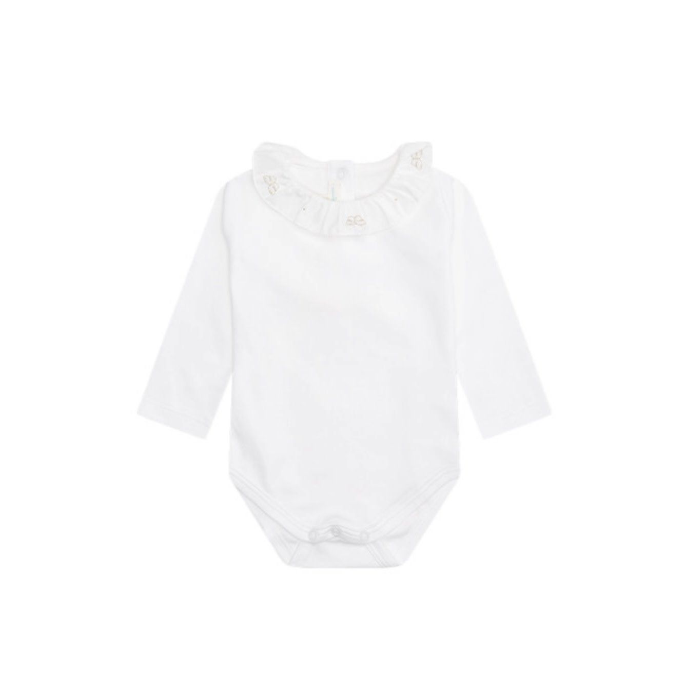 Angel Wing Ruffle Collar Onesie , Color: white, Size: 6M