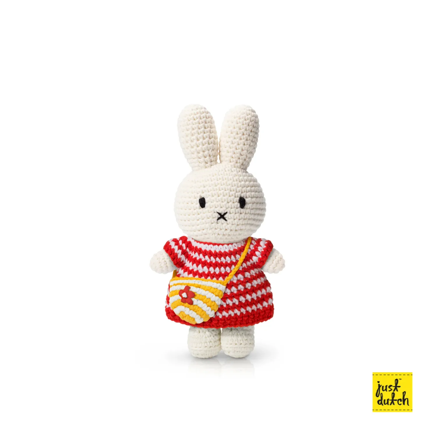 Just Dutch Miffy, Color: Her Red Small Striped Dress+Bag, Size: 25cm