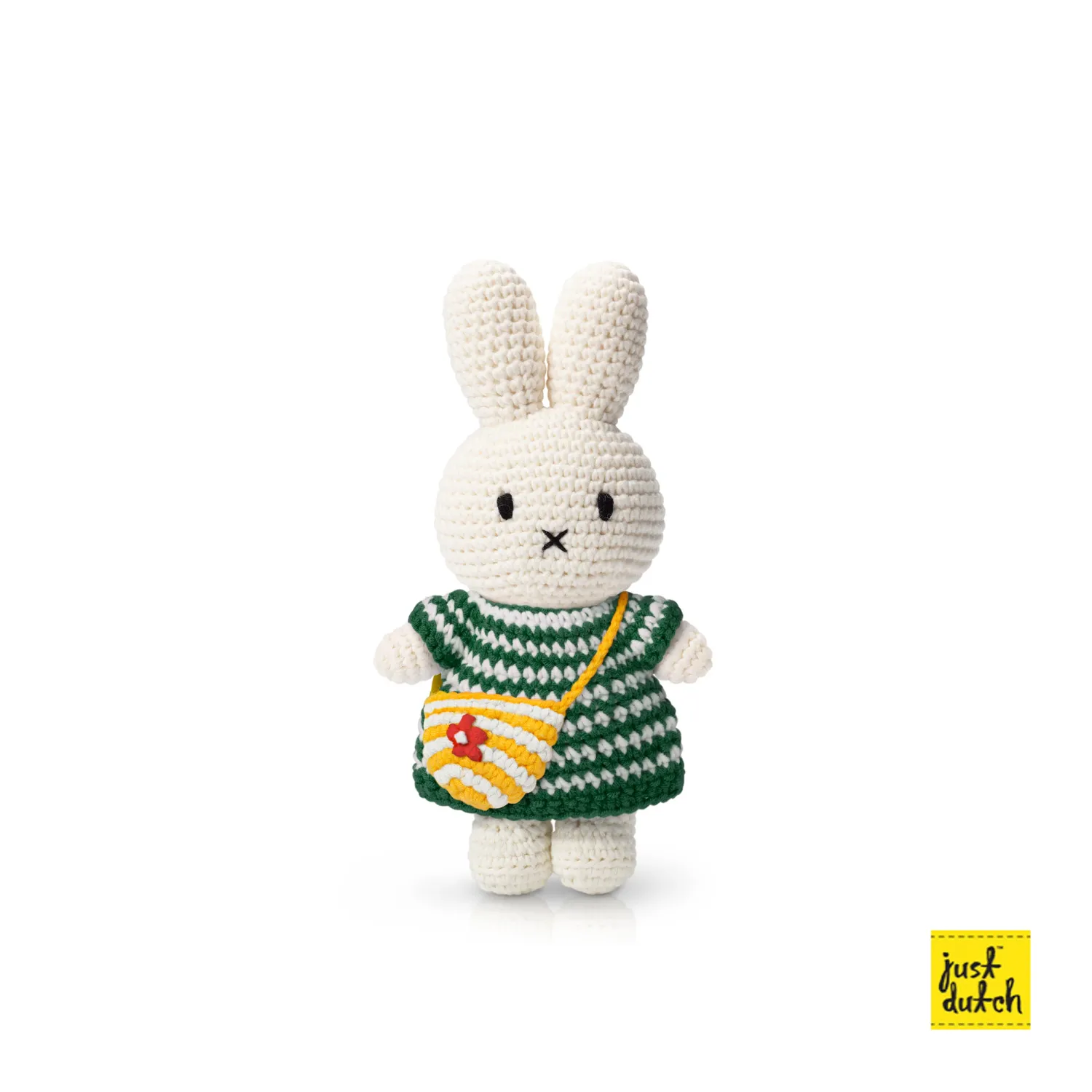 Just Dutch Miffy, Color: Her Green Small Striped Dress+Bag, Size: 25cm