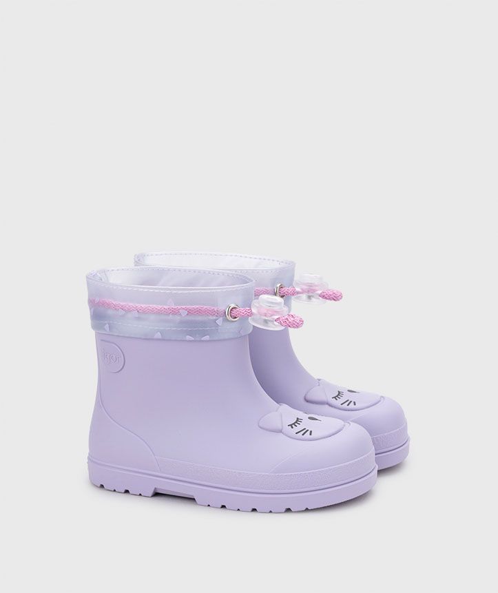 IGOR RAINBOOT MENDI GATO, Color: MALVA, Size: 23