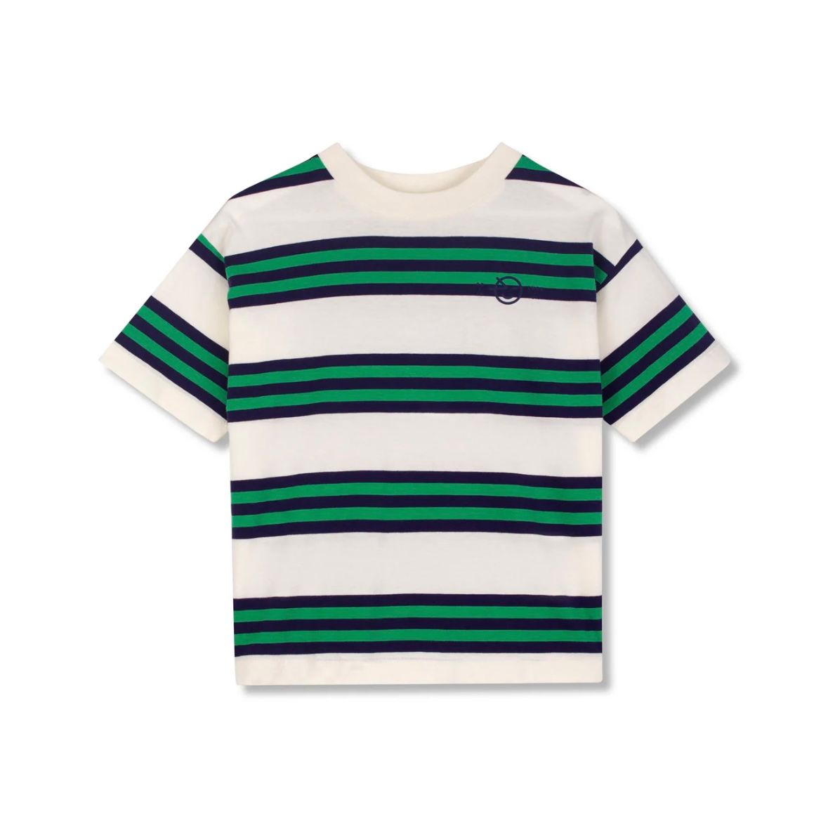 Wynken Triple Stripe Tee, Color: Navy Green, Size: 4Y