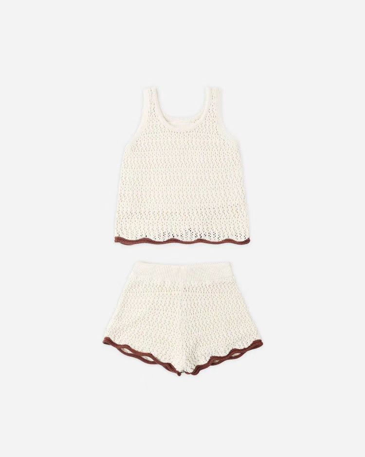 Rylee + Cru Crochet Tank Set, Color: Natural, Size: 4/5Y