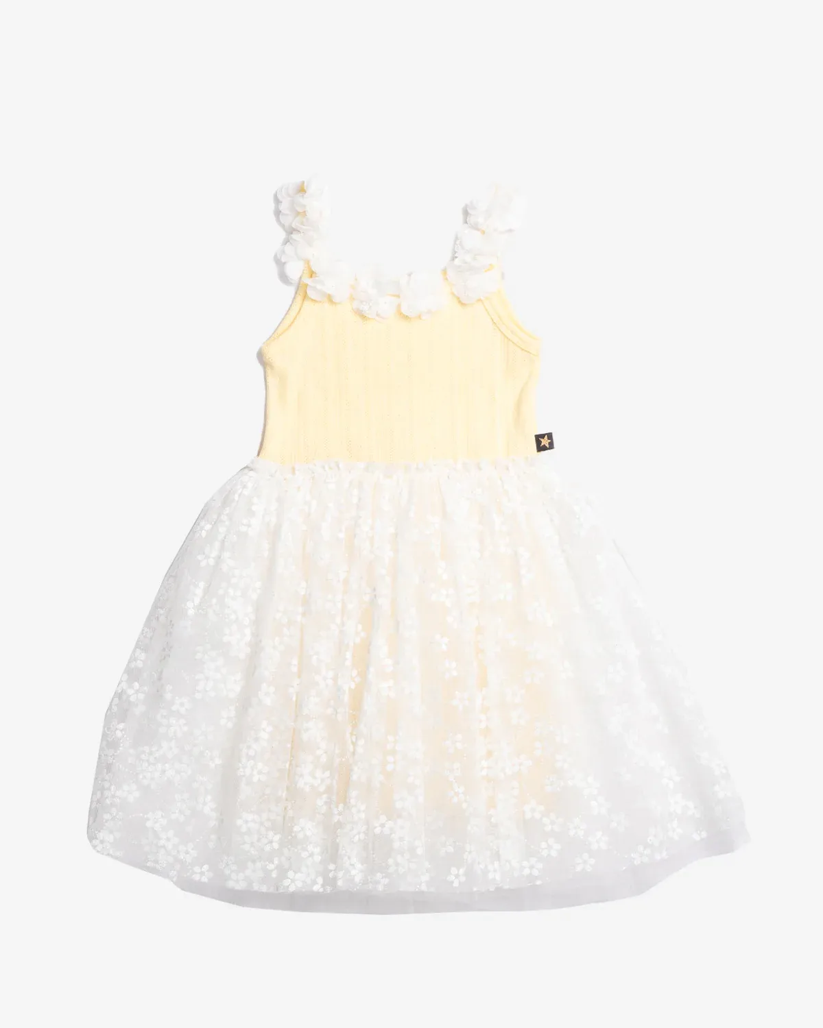 Petite Hailey Eden Flower Tutu Dress, Color: Yellow, Size: 5Y