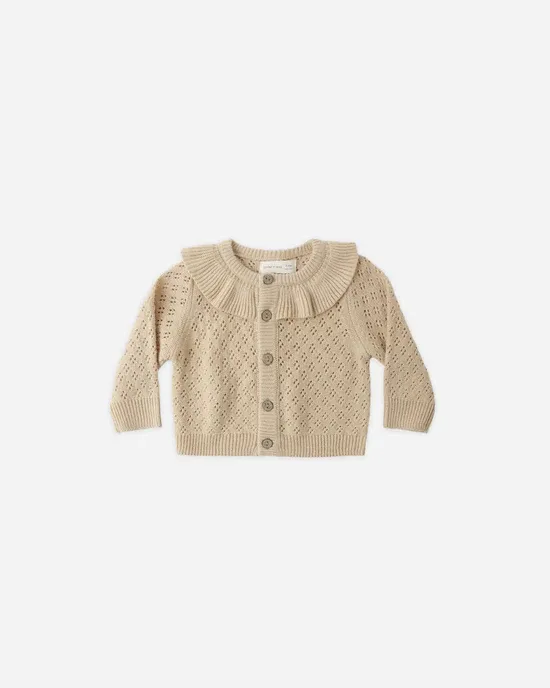 Quincy Mae Ruffle Collar Cardigan, Color: Butterscotch, Size: 18/24M