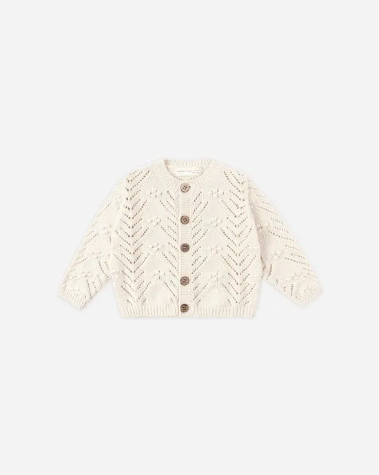 Quincy Mae Knit Cardigan, Color: Natural, Size: 18/24M