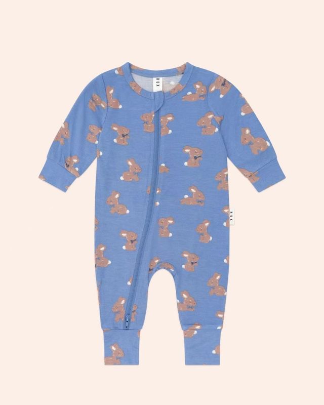 HUXBABY BUNNY ZIP ROMPER