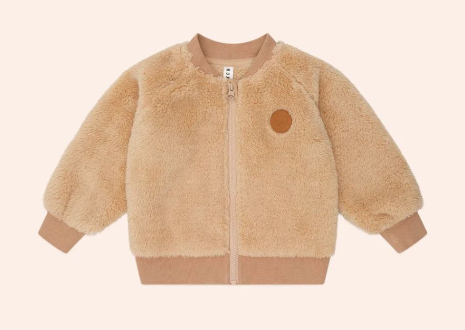 HUXBABY VARSITY HUX FUR JACKET, Color: BEAR, Size: 4Y