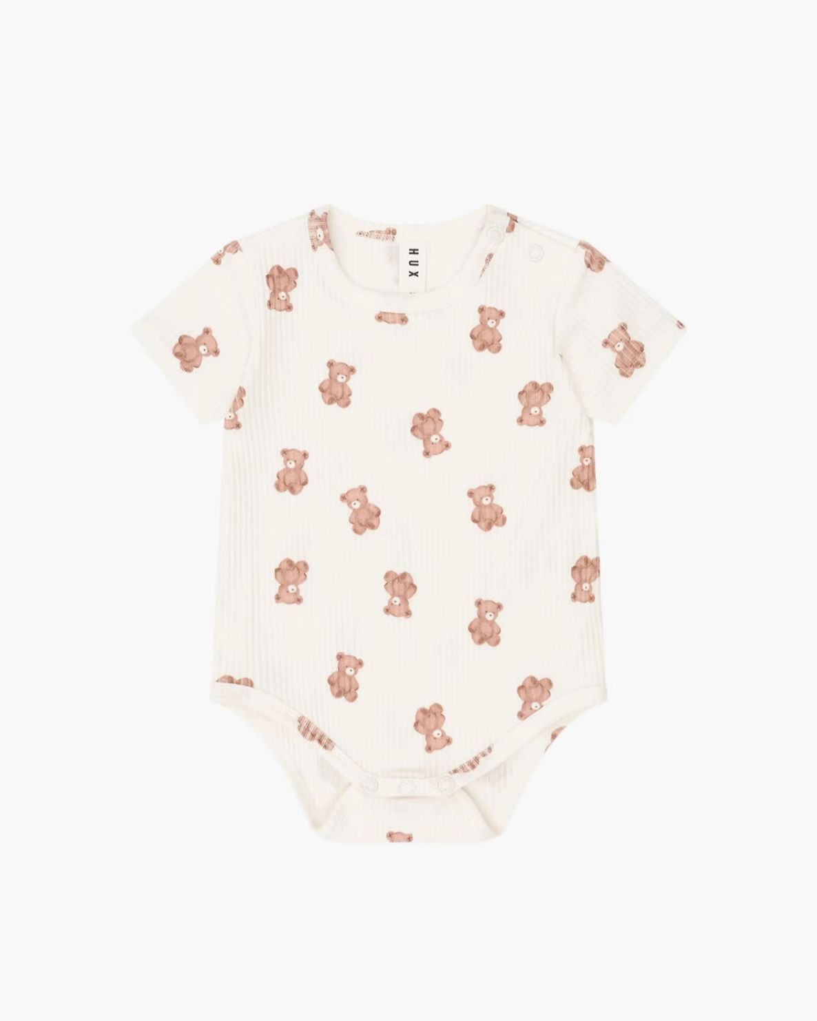 HUXBABY BEARY SNUGGLY NEWBORN ROMPER, Color: WHITE, Size: 3/6M