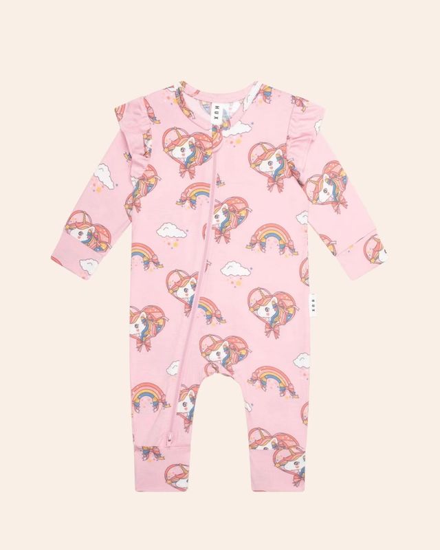 HUXBABY UNICORN ZIP ROMPER