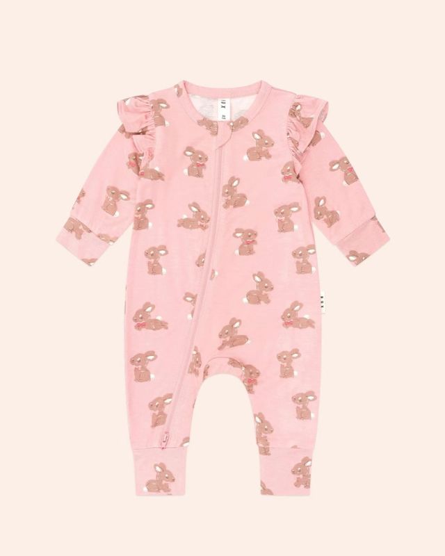 HUXBABY BUNNY ZIP ROMPER