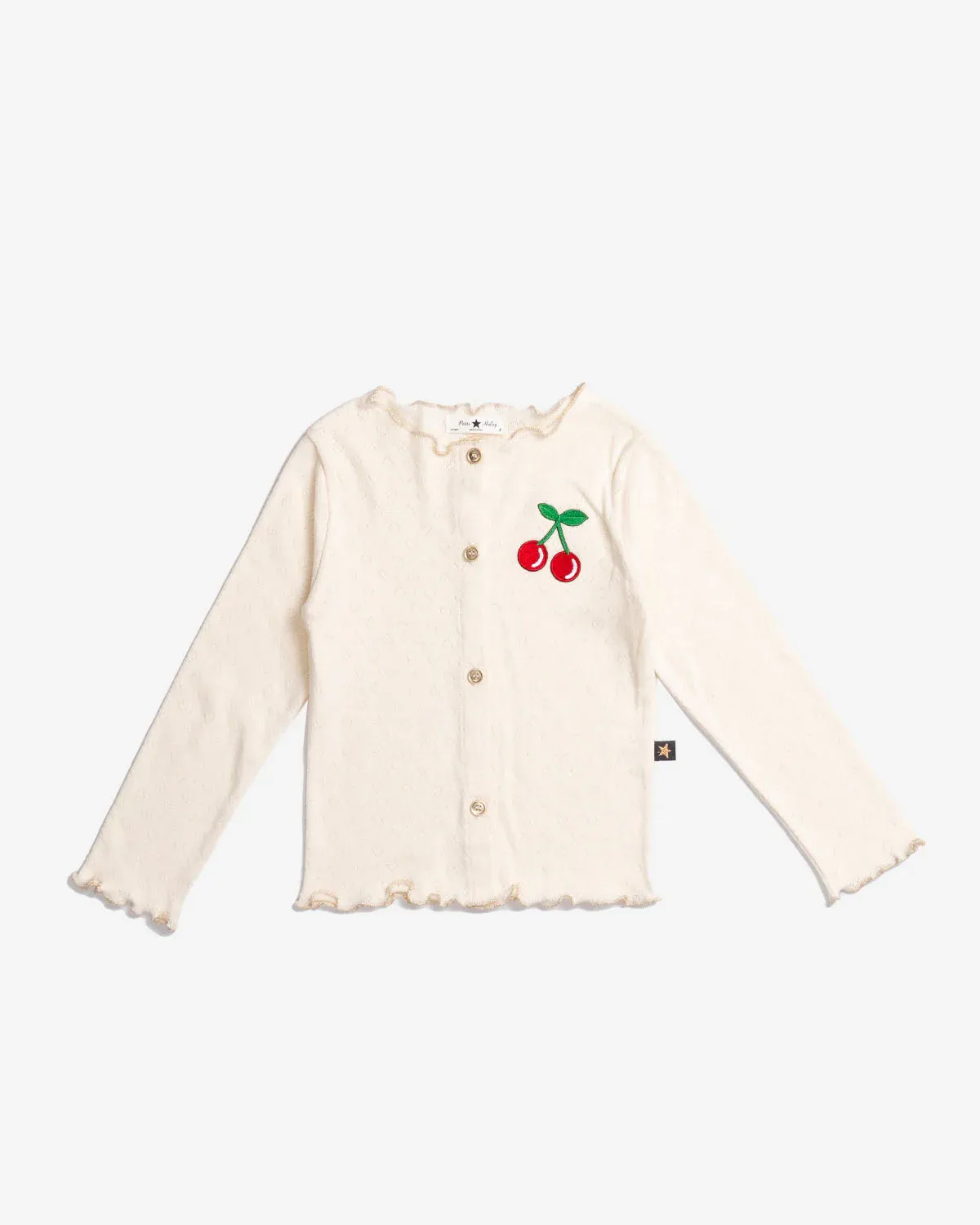 Petite Hailey Ava Cherry Cardigan, Color: Ivory, Size: 4Y