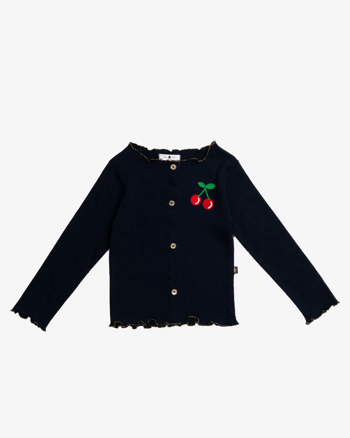Petite Hailey Ava Cherry Cardigan, Color: Navy, Size: 4Y