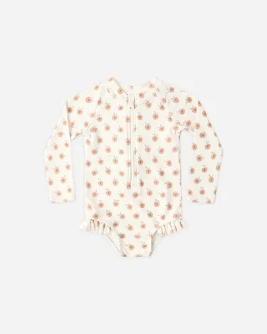 Rylee Cru Rashguard One-Piece, Color: Peaches, Size: 4/5Y