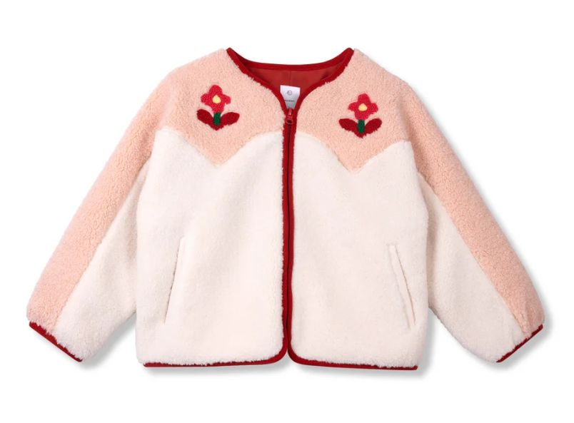 Wynken Faux Fur Jacket, Color: Rose Ecru, Size: 6Y