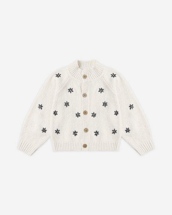 RYLEE CRU TULIP CARDIGAN, Color: MIDNIGHT DAISY, Size: 4/5Y