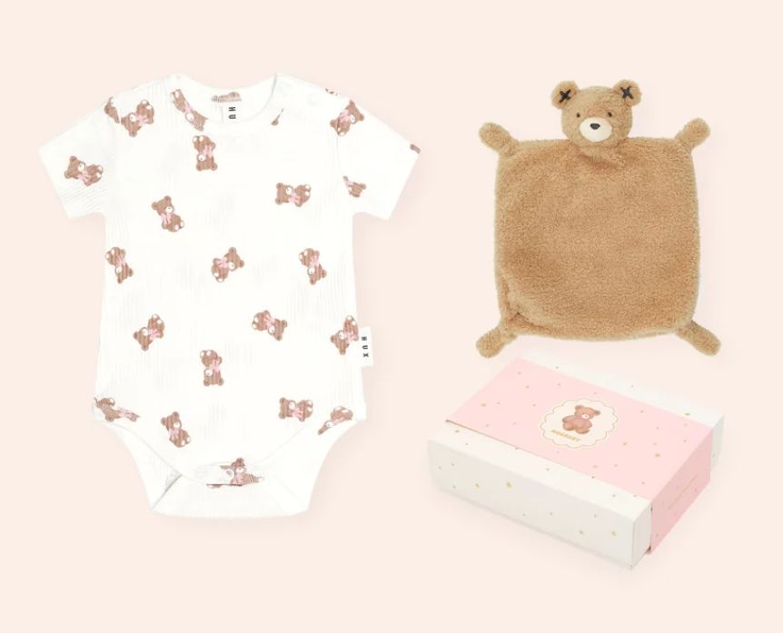HUXBABY Tumbling Bow  2PC Box Set, Color: MILK, Size: 6/12M