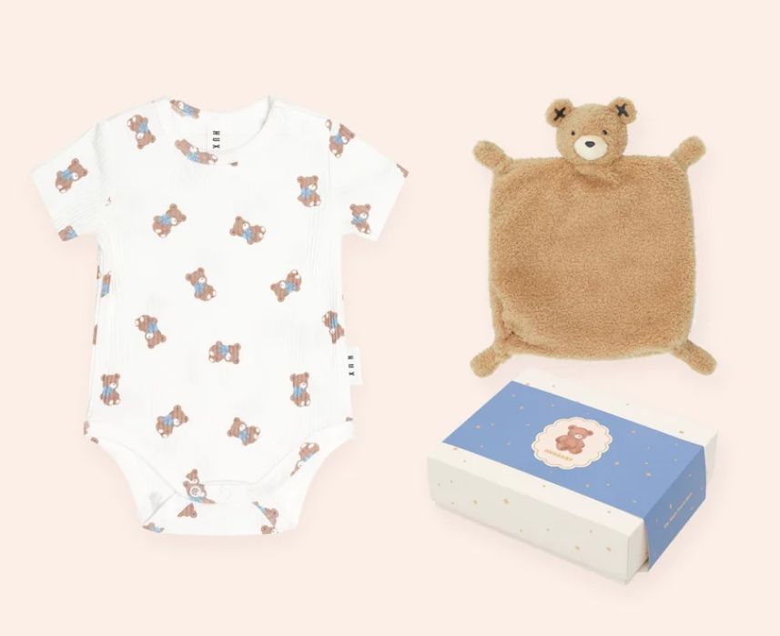 HUXBABY Tumbling Bow  2PC Box Set, Color: BLUE, Size: 6/12M
